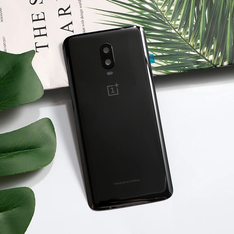 Черный Oneplus6T корпус для Oneplus 6T One Plus батарея Дверь настоящая задняя крышка запчасти из стекла с камерой стекло клей - Цвет: Черный