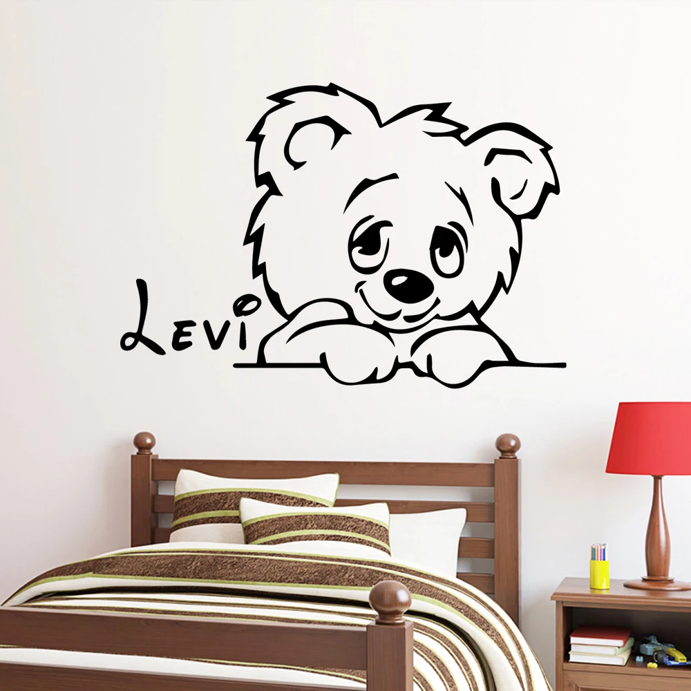 Виниловые наклейки с милым медведем на заказ для гостиной детской комнаты