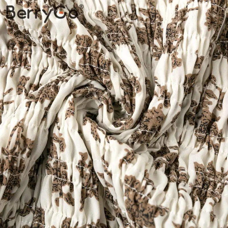 BerryGo элегантное женское облегающее платье с цветочным принтом, весеннее летнее платье СО СТОЯЩИМ ВОРОТНИКОМ, плиссированное платье миди с коротким рукавом для женщин