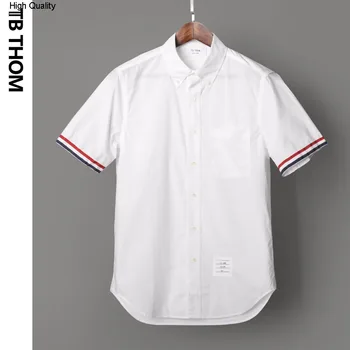 

2020 men's short sleeve white shirts with pocket summer Poplin shirts men thin casual shirts for male