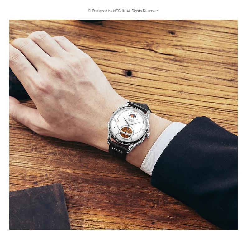 Automatic Mechanical Watch Switzerland NESUN Tourbillon Men's Watches Luxury Brand Skeleton Watch Sapphire Montre Homme N9037
