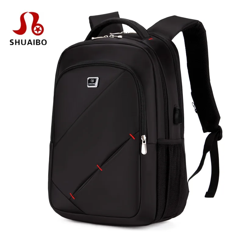 

Shuaibo USB Charging Backpack Business Oxford Cloth Large-Volume Backpack Men's Manufacturers Direct Selling 15.6-Inch Laptop Ba