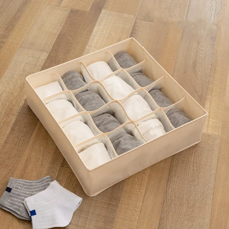 Creative Multi Grid Storage Boxes Practical Foldable Non-woven Box Multifunction Underwear Bra Scarfs Socks Separated Organizer
