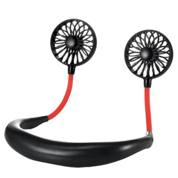 

Black 2000 MAre USB Portable Fan Hands-Free Neck Fan Hanging Rechargeable Mini Sports Fans 3 Gears Air Conditioner Adjustable Ho