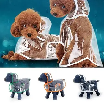 

Pet Dog Puppy Waterproof Raincoat Jacket Rainwear Transparent Buttons Hood Coat
