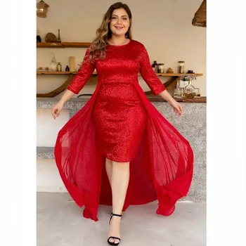 

2020 African Dresses For Women Spring Sexy Fashion African O-neck Long Sleeve Sequined Plus Size Long Dress Africa Clothing