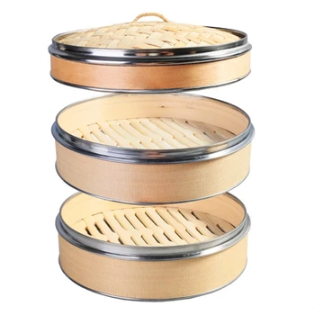 

Thick Stainless Steel Side Steamer, Steamed Cedar Steamed Buns, Steamed Buns, Household Bamboo Cage Drawers, 2 Layers 1 Lid Stea