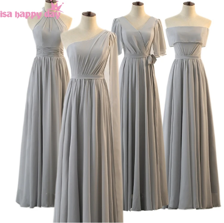 9 видов стилей офисная шифоновая блуза серый платье подружки невесты Большие размеры Bridemaids Dress женские платья новая мода под 100 Новая линия W4138