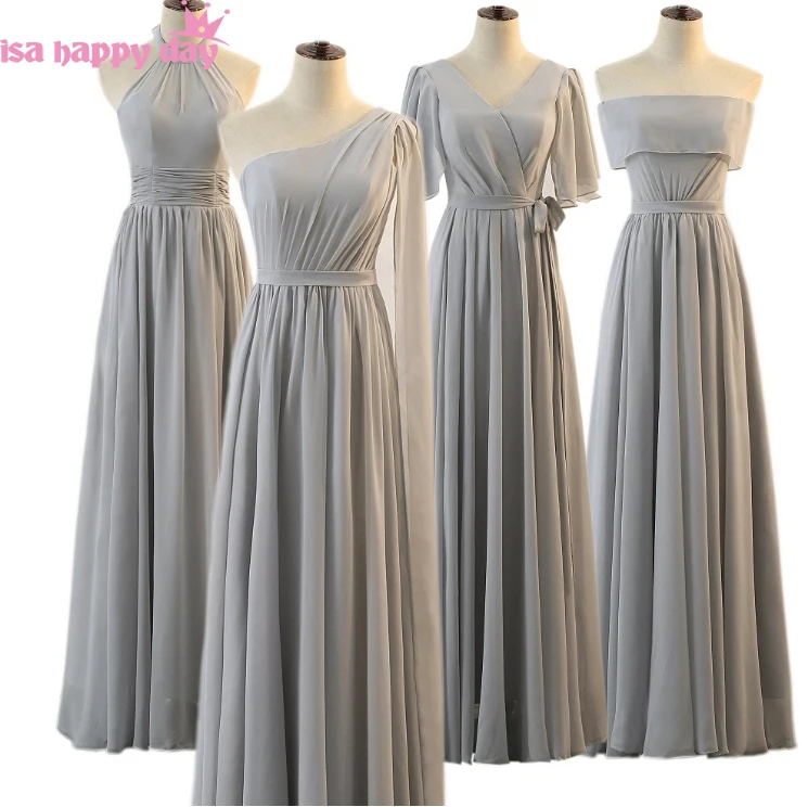 

9 styles formal chiffon Gray bridesmaid plus size bridemaids dress women dresses new fashion 2020 under 100 new a line W4138