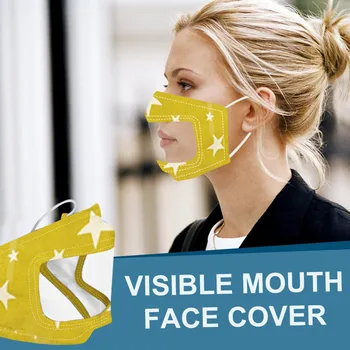 

Smile Communicator Face cover case with Clear Vinyl Visible Mouth Cover Lip Reading faceshield cover washcloths mascaras masque