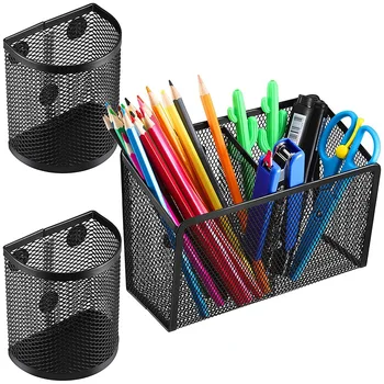 

3 Pieces netic Pencil Holder, netic Storage Basket with 2 Generous Compartments Organizer