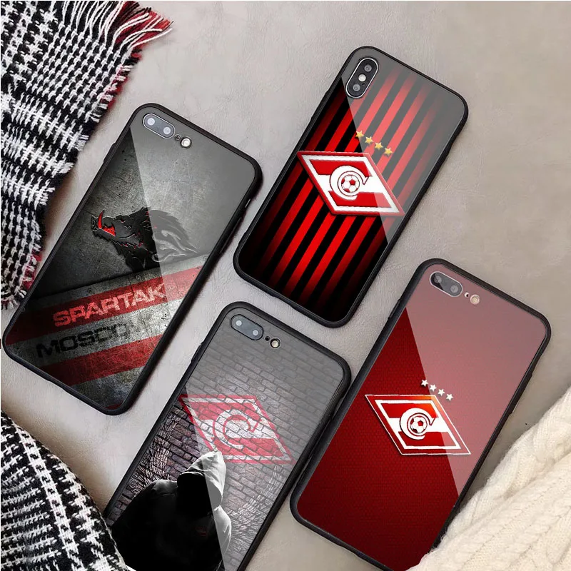 Чехол Spartak для iphone 12 11 Pro Max 5 6 7 8 PLUS X XS XR XSMax из закаленного стекла | Мобильные