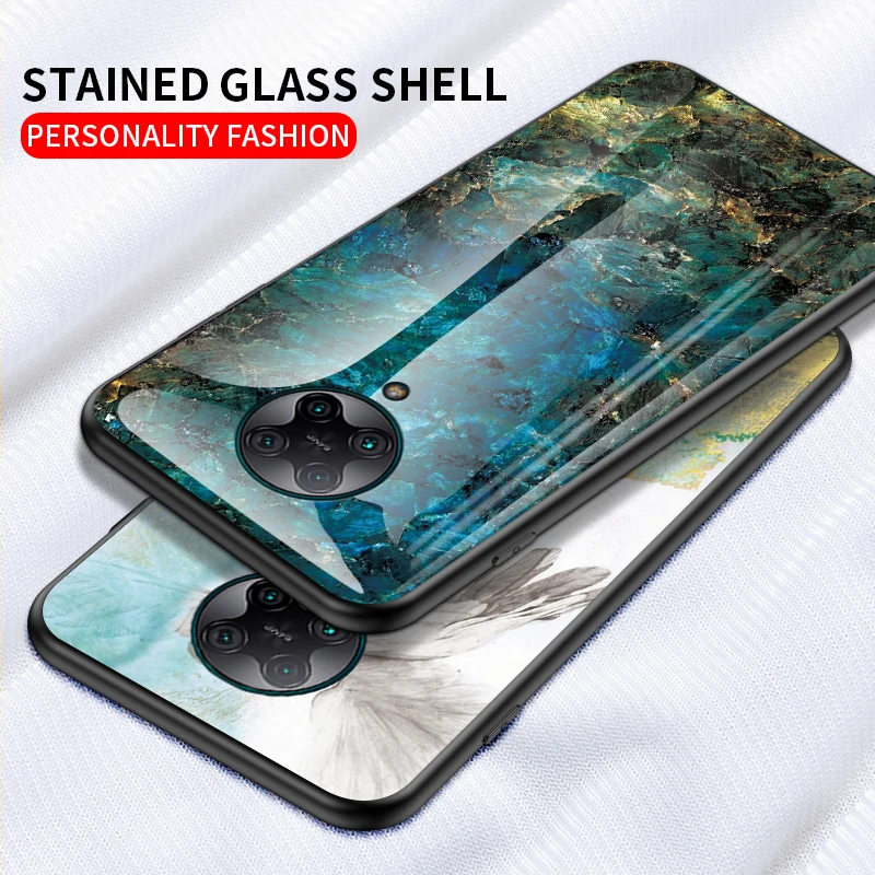 

KEYSION Tempered Glass Case For Xiaomi POCO X3 NFC Marble Texture Back Cover For POCO X3 NFC Fashion Gradation Phone Case