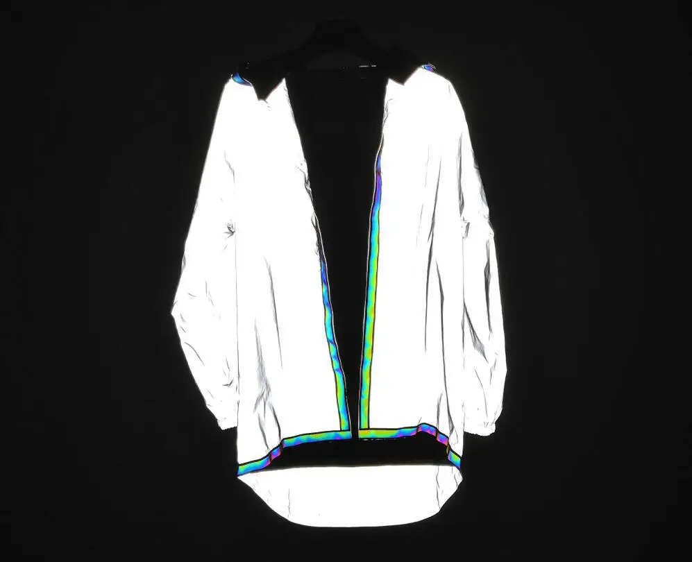 no zippers Женская Светоотражающая куртка, свободная, с капюшоном, женская, на молнии, светящаяся, пальто в стиле хип-хоп, уличная одежда, топы, неровное, глянцевое пальто - Цвет: no zippers