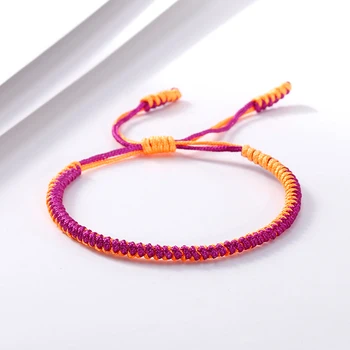 

Fashion Women Men Braided Bracelet Handmade Tibetan Buddhist Charm Bangles Fuchsia Knots Rope Bracelets Jewelry for Friend Gifts