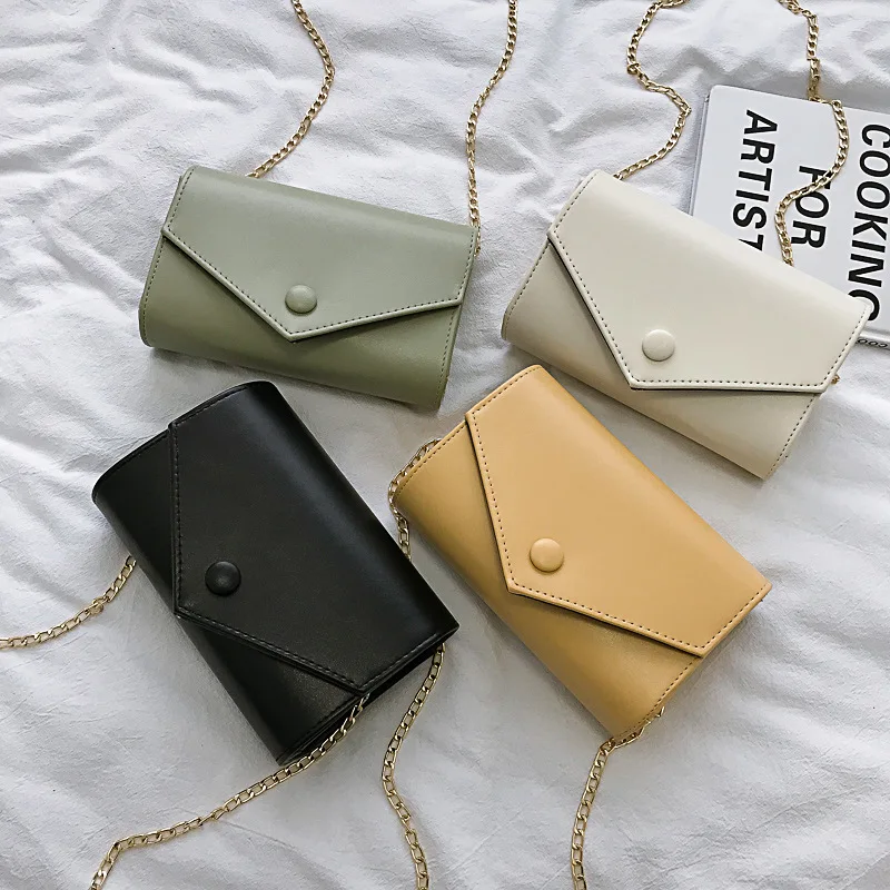 

-Style Buttons Square Sling Bag Women's 2019 New Style Korean-style Crossbody Bag Versatile Casual Bag with Chain