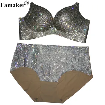 

Famaker Crystal Diamond Shiny Sexy Bikini Set Women Swimwear Push Up Swimsuit Brazilian Biquini 2020 Bathing Suit Beachwear