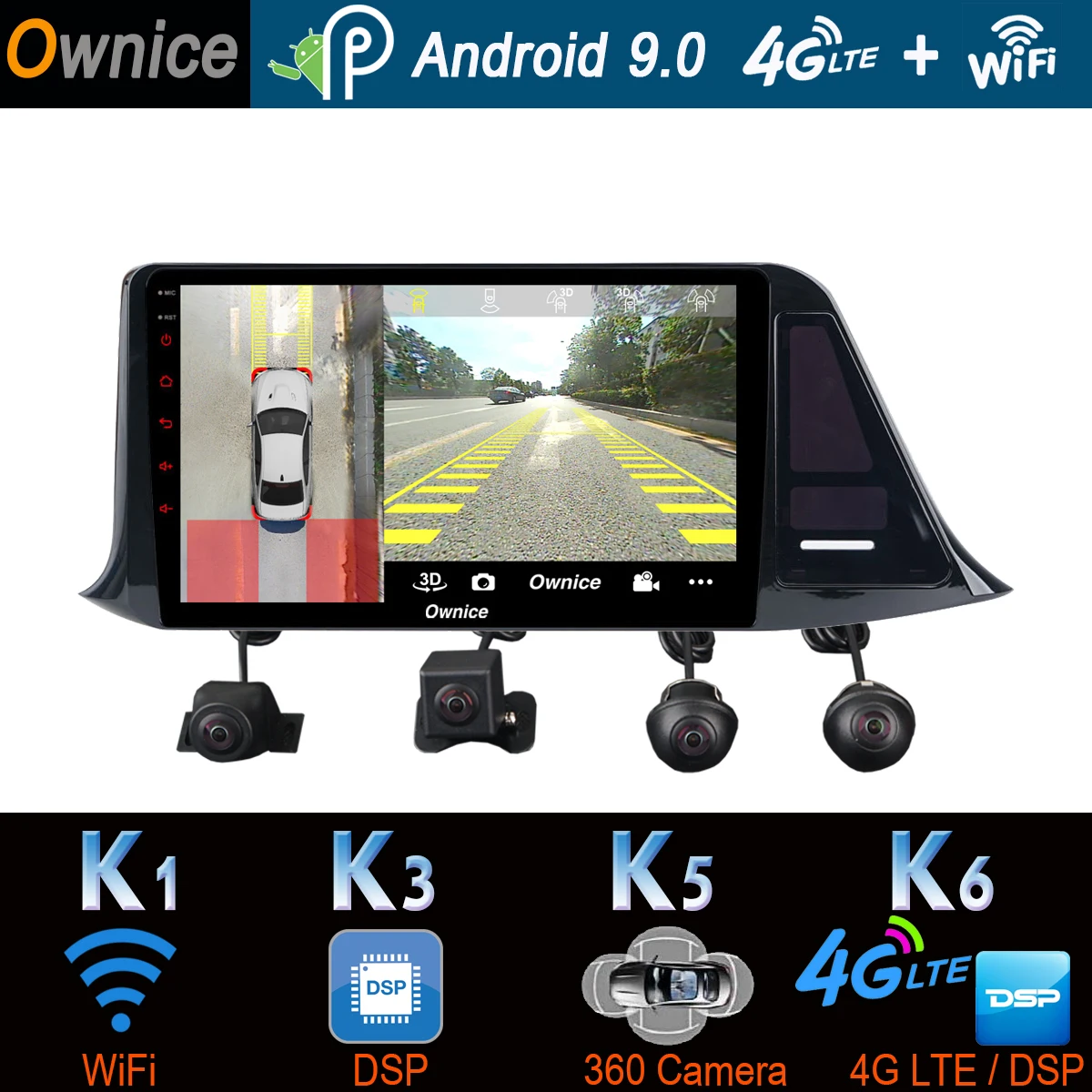 

1 DIN 360°Panoramic Android 9.0 4G+64G GPS Navigation Radio DSP CarPlay Car Multimedia Player for Toyota CHR C-HR 2016 2017 2018