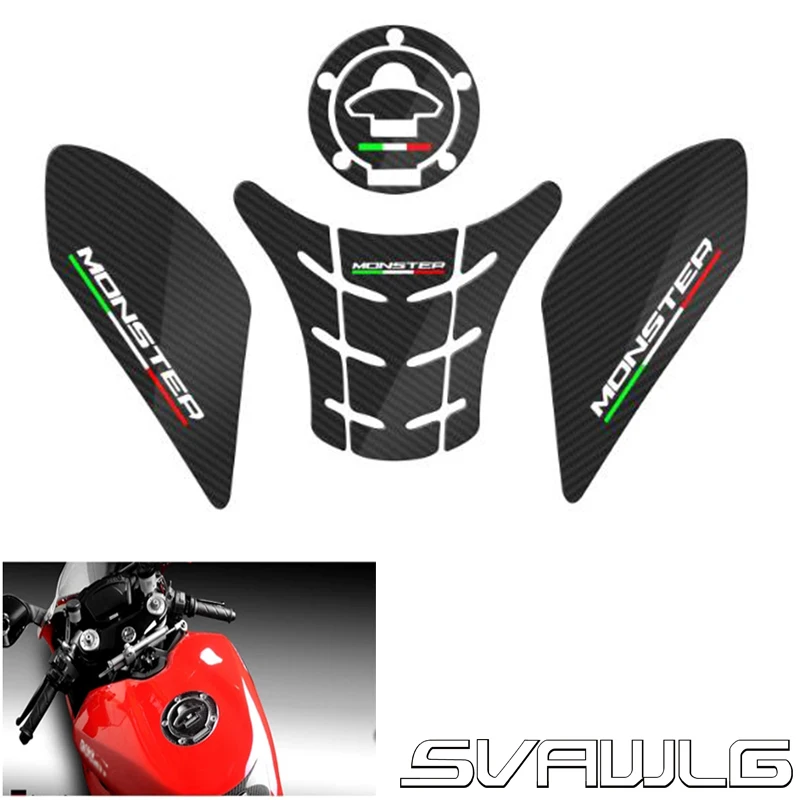 Per Ducati Monster 821 1200 797 Moto In Fibra Di Carbonio Oil Tank Pad Sticker Decalcomanie Pad Side Gas Knee Grip Protector