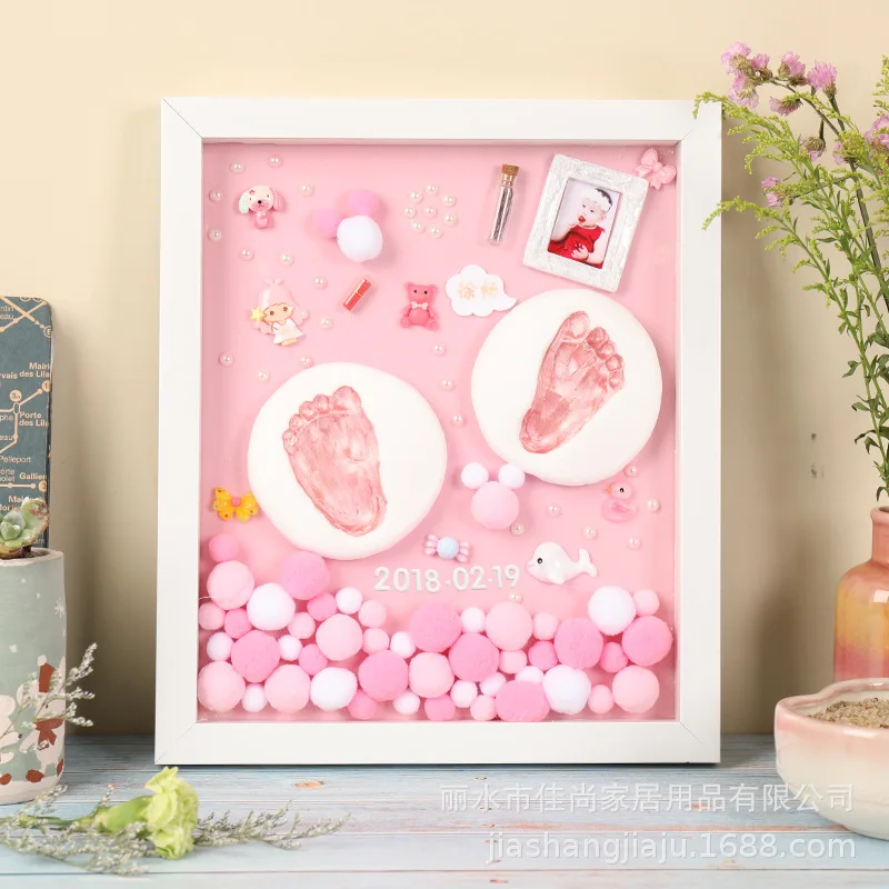 

Diy Baby Frame Hand and Foot Print Mud Birthmark Souvenir Newborn Hand and Foot Print Full Moon Gift Baby Toy Photo Frame Baby