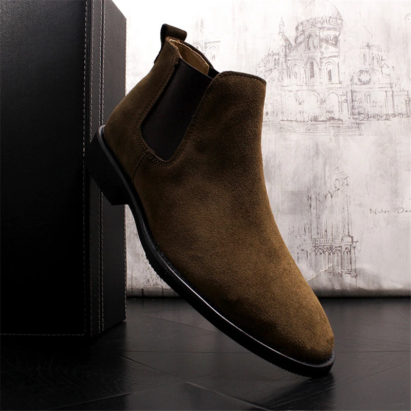 

Autumn Winter Genuine Leather Ankle Chelsea Boots Men Shoes With Fur Warm Leather Boots Vintage Classic Male Casual Winter Boots