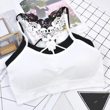 Черный, белый простой стиль бюстгальтер-слинг жилет нижнее белье бюстгальтер для девочек студентов подростков FS0568