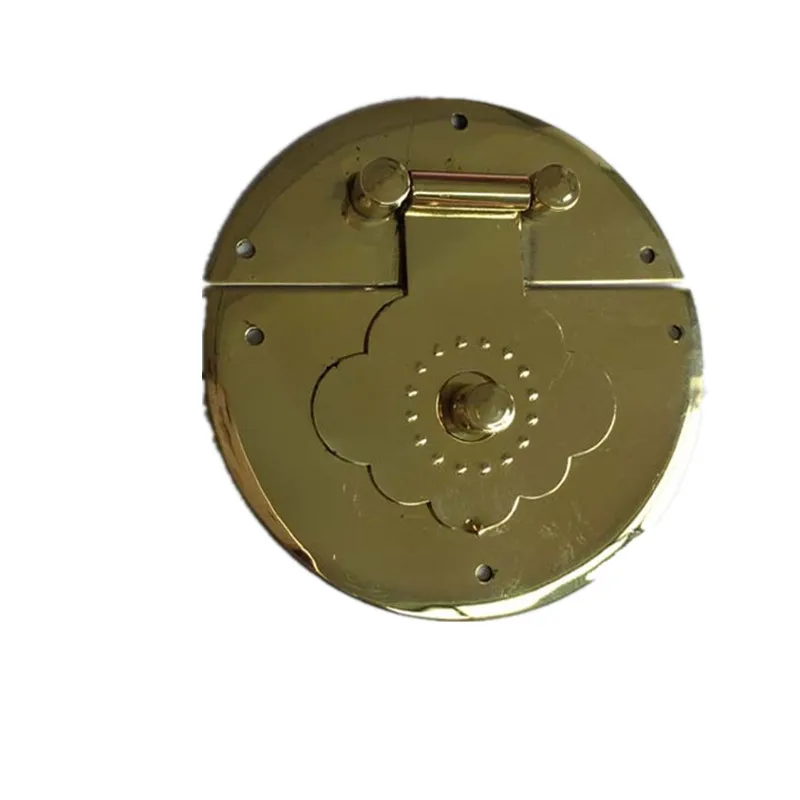 

1PC Brass Hasps Box Suitcase Round Latch Buckles,Home DIY Cupboard Cabinet Sark Locks,Yellow Color,64mm Dia.