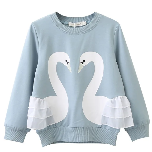 AZ1016 sky blue Keelorn/свитер для маленьких девочек; Новинка года; модная повседневная Весенняя рубашка с рисунком из мультфильма и кружевным орнаментом для девочек; детская одежда - Цвет: AZ1016 sky blue