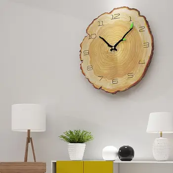 

Vintage Wooden Wall Clock 12" Annual Ring Pattern Silent Wallclock Home Decor Wall Clocks Modern Watches Decoration