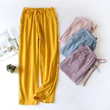 Spring/autumn Women Bottoms Pants Pure Cotton Cute Female Long  Pajama Pants Loose Comfy Home Pants Can Be Worn Outside Summer