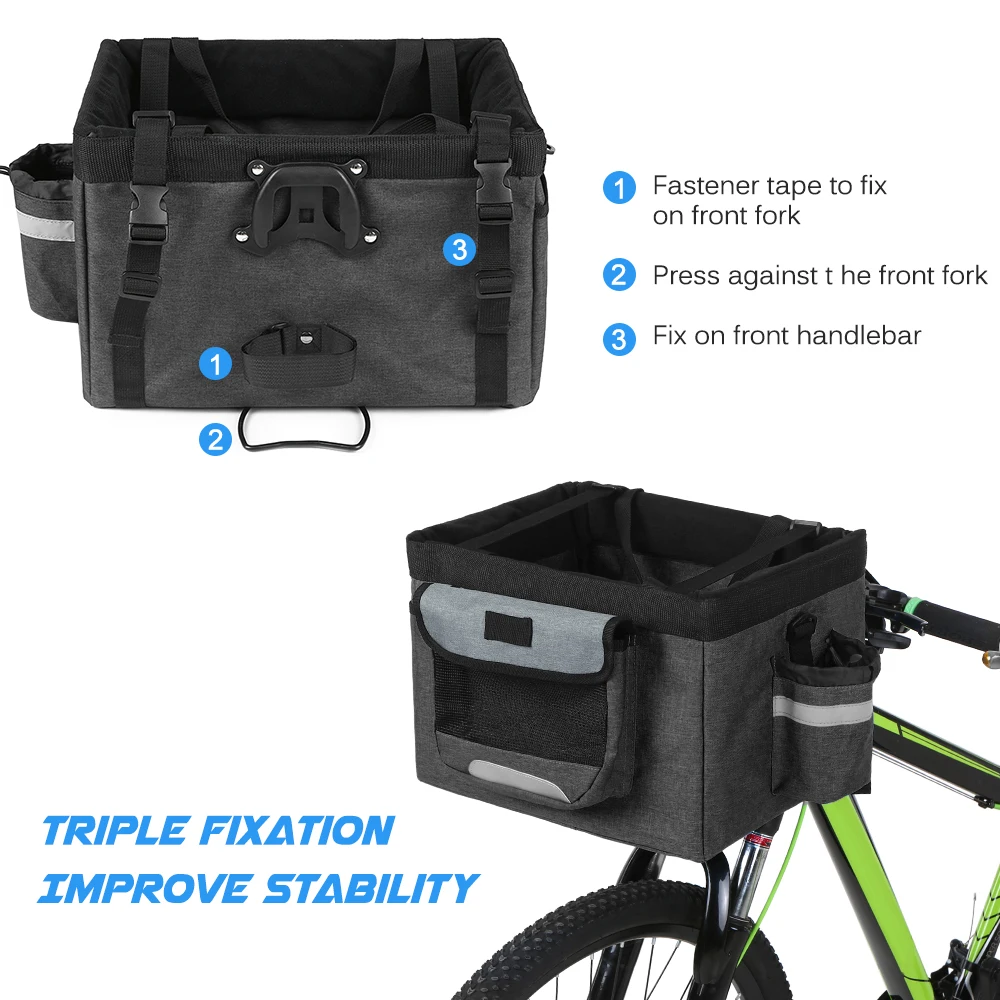 10 кг, складная передняя корзина для велосипеда, съемный багажник для велосипеда, собака, кошка, кролик, сумка для велосипеда