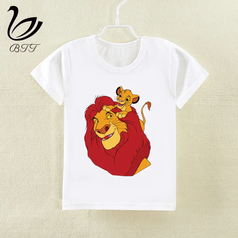 Летняя модная футболка для мальчиков и девочек детская футболка с принтом «Король Лев» и «Тимон и Пумба» милые детские топы с изображением Симбы, одежда для малышей - Цвет: F