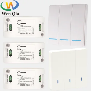 

433Mhz AC 90~250V 10A 1ch receiver Universal Wireless RF Push Switch wall panel remote control for smart home lighting Lamp