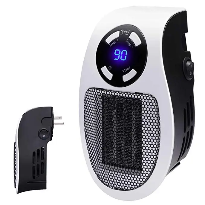 

Wall-Outlet Space Heater, Plug-in Ceramic Mini Heater Portable with Timer and LED Display for Office Home Dorm Room, 350-Watt