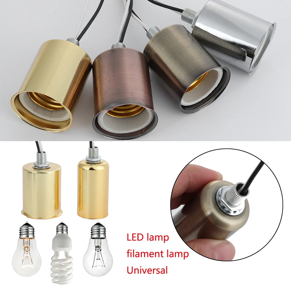 E27 E14 Ceramic Screw Light Base Metal Surface Round LED and Filament Lamp Holder Indoor Led lamp Parts Easy to Install