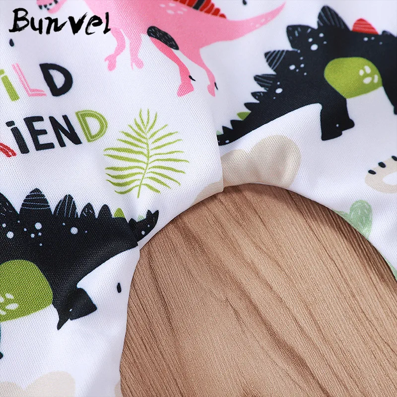 Bunvel/комплект одежды из 2 предметов; осенний комплект одежды для детей; толстовка с капюшоном и принтом динозавра; комплект одежды для новорожденных девочек и мальчиков
