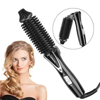 

2 in 1 Pro Ceramic Curls Magic Hair Roller Straightener curler round brush her wall hair ceramic iron professional hot rollers