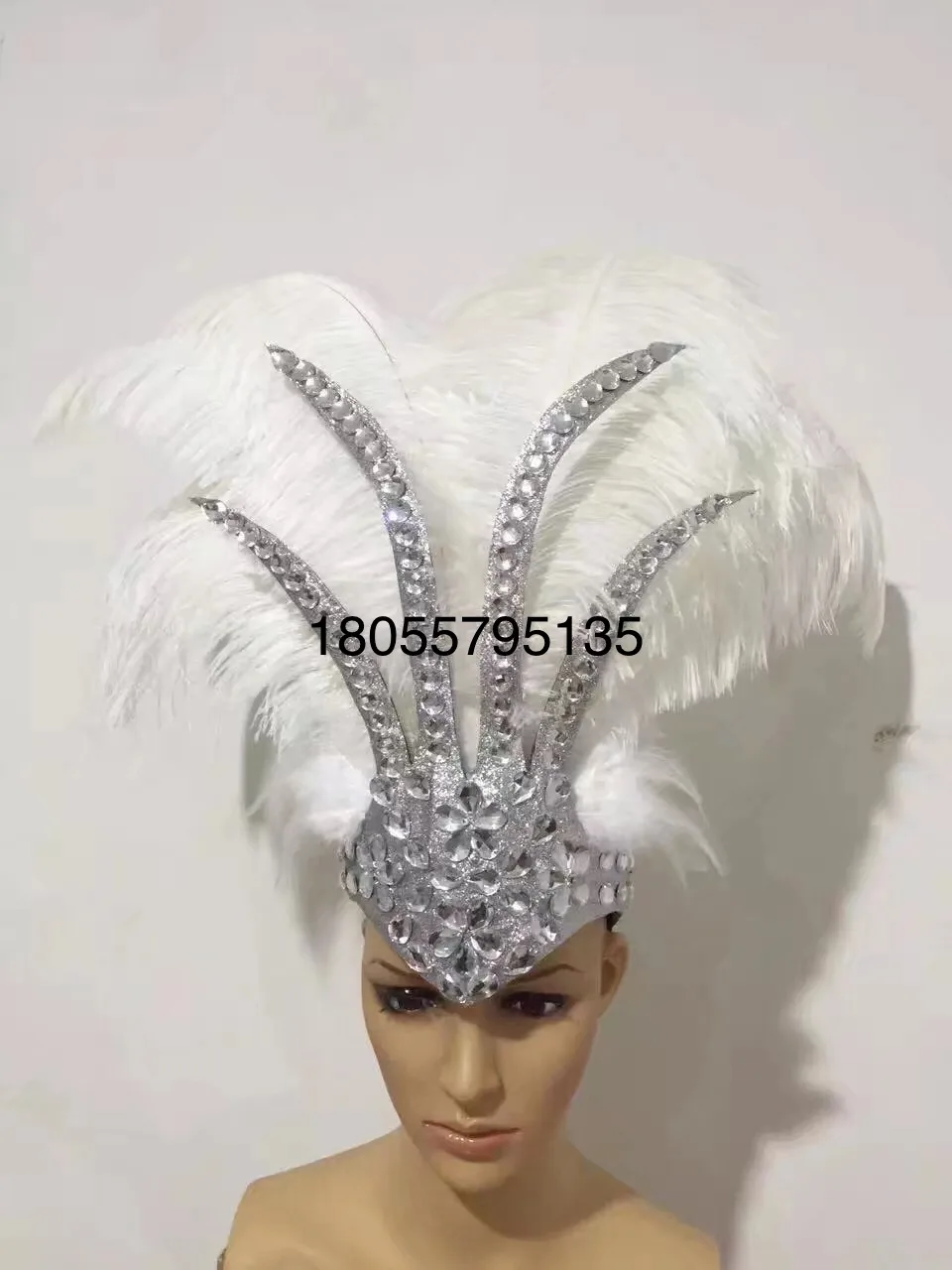 Самба танец головной убор Страусиные волосы открытие шоу костюмы Большой перо головные уборы для женщин