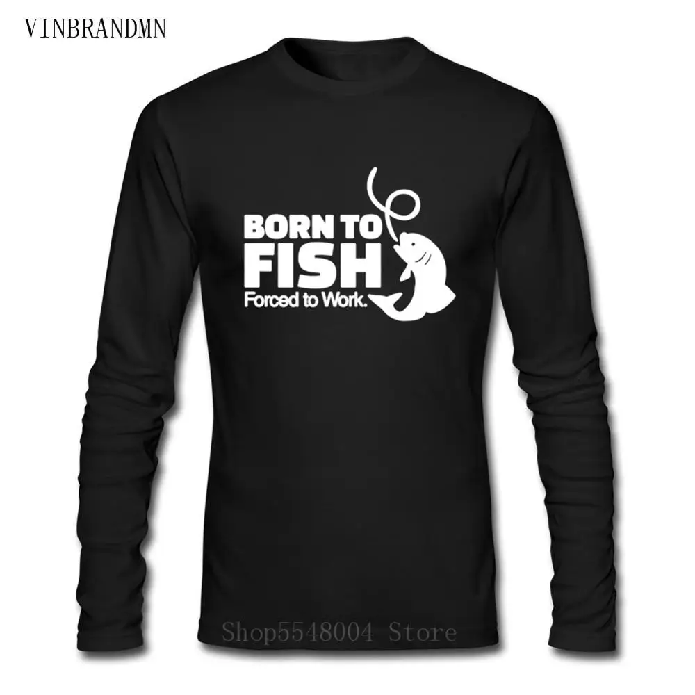 Футболка с надписью Born To Fish Force Work Humor топы круглым вырезом для фитнеса Фишера