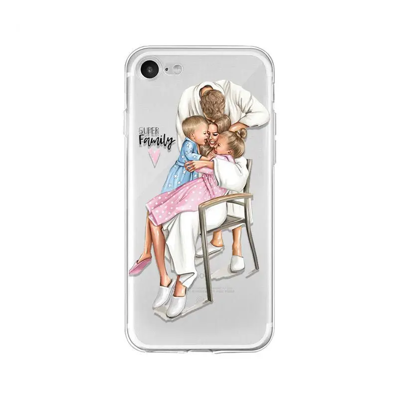 A16 MaiYaCa/модные черные каштановые волосы для мамы, дочки, сына, папы, PhoneCase для iPhone XR 11 Pro Max XS MAX 8, 7, 6, 6S Plus, X, 5S, SE - Цвет: A16