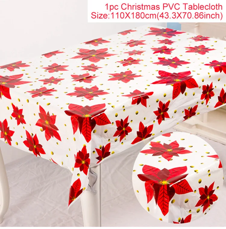 PVC Tablecloth A Настольная дорожка Рождественское украшение для дома Navidad Рождественский Декор Noel новогодний Новогодний Декор Рождественский кухонный набор - Цвет: PVC Tablecloth A