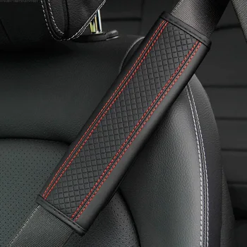 

Leather 1pcs Car Safety Belt Covers Shoulder Selecting Comfort Breath Pad Padding Seat Belts Padding Auto Interior Accessories