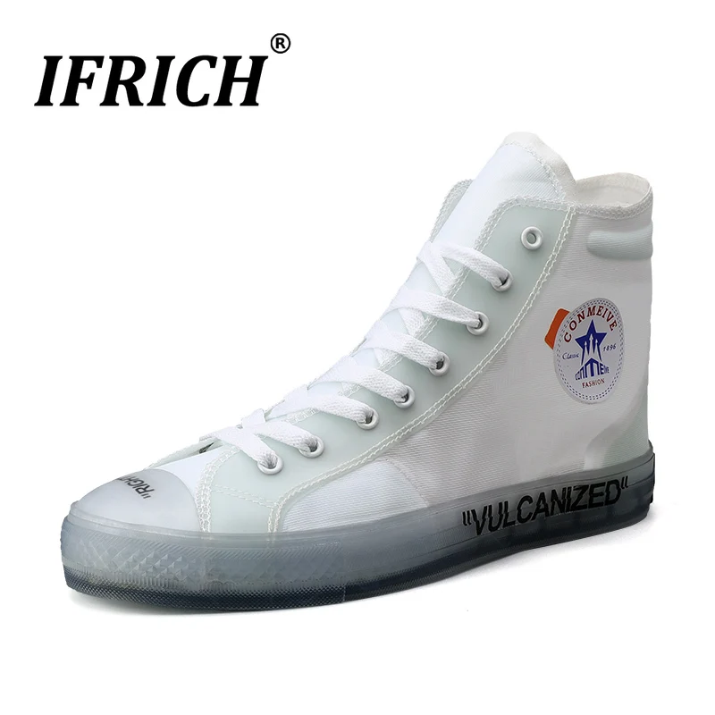 

Fashionable Casual high-top canvas shoes Men's canvas Boots lace up high-top casual shoes Men's White Vulcanized canvas shoes