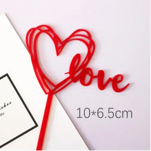 Style 5 Золотые акриловые топперы для торта с надписью «Love» в форме красного сердца, топперы для кексов, украшения для свадебной вечеринки, сделай сам, подарки для влюбленных на День святого Валентина - Цвет: Style 5