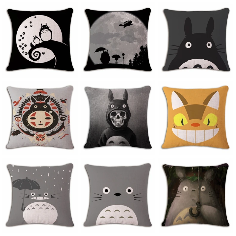 

Smart Neighbor Totoro Cushion Cover Print Linen Affection Sofa Seat Family Home Decorative Throw Pillow Case Housse De Coussin