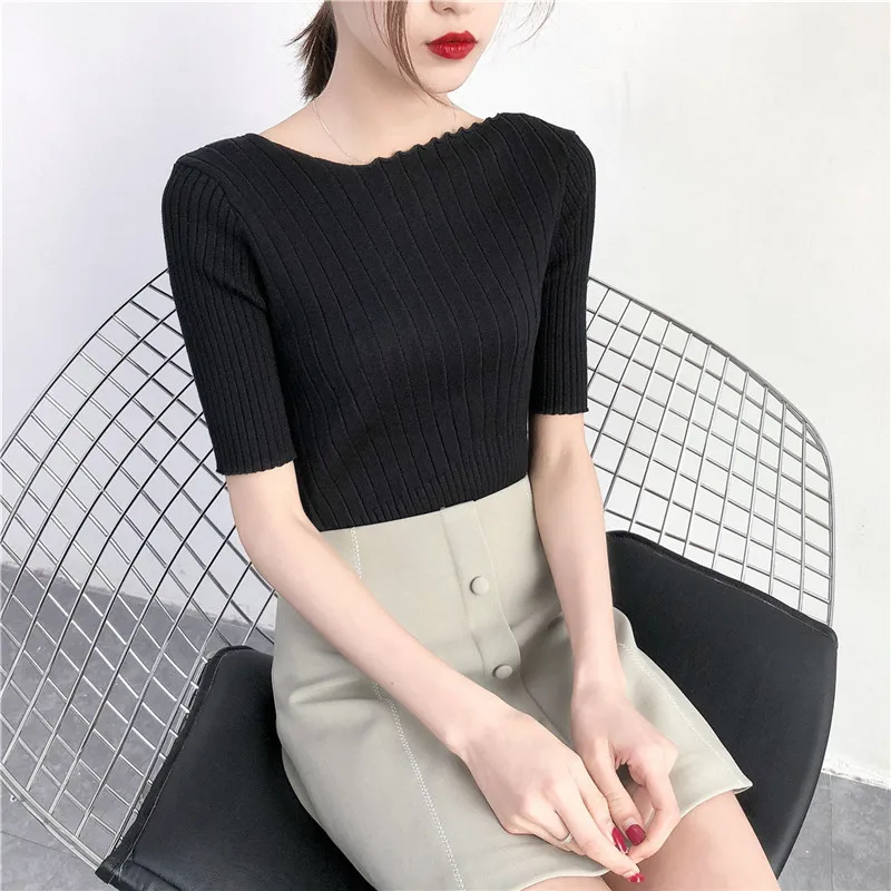 Новинка 9153 года; необычный вязаный свитер с короткими рукавами; 22 лестницы; 1 полка