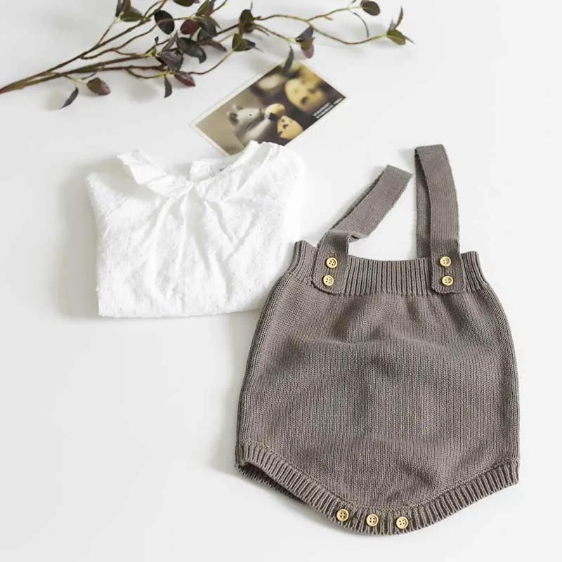 Одежда для новорожденных девочек и мальчиков вязаные детские комбинезоны милый комбинезон девочка младенец мальчик без рукавов комбинезон 0-24 м