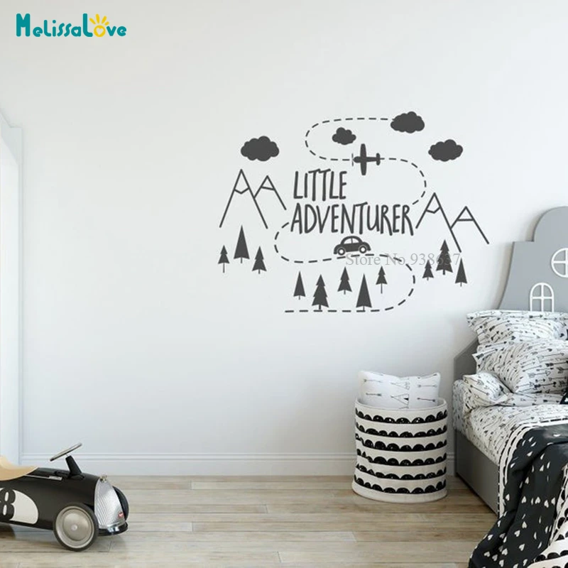 Little Adventurer Quote Wall Decal Baby Nursery Decor Mountain Playroom Children S Room Poster Removable Vinyl Wallpaper Ba767 Wall Stickers Aliexpress