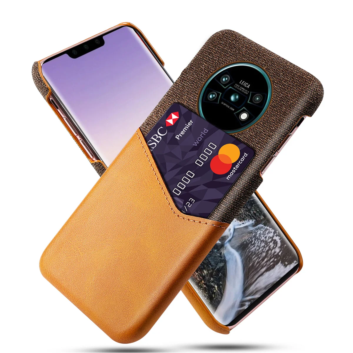

For Huawei Mate 30 Lite Mate 30 Pro Mate 20 X 5G Case Leather and Fabric Splicing Protective Cover for Honor 9X Pro Case Card