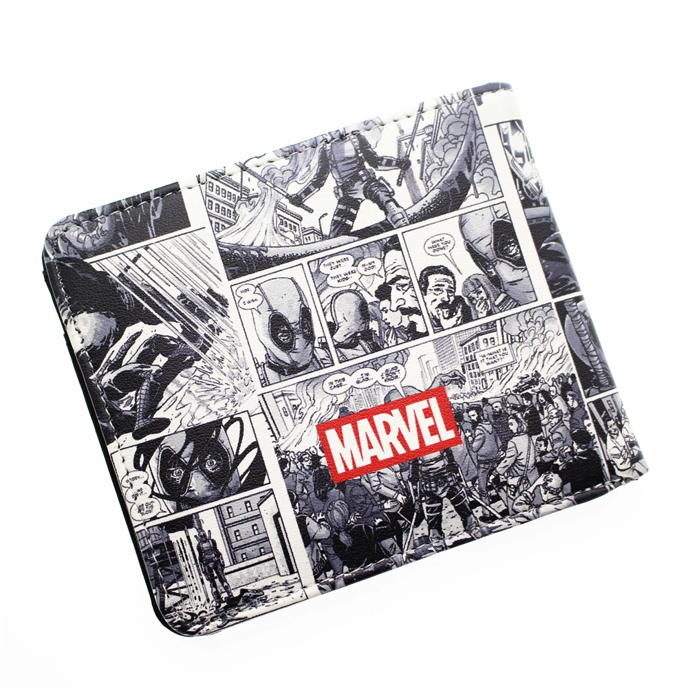 Короткий бумажник из искусственной кожи с супергероями комиксов «Человек-паук», «Тор», «Халк», держатель для карт и фотографий, кожаные кошельки с мультяшным принтом для мальчиков и девочек